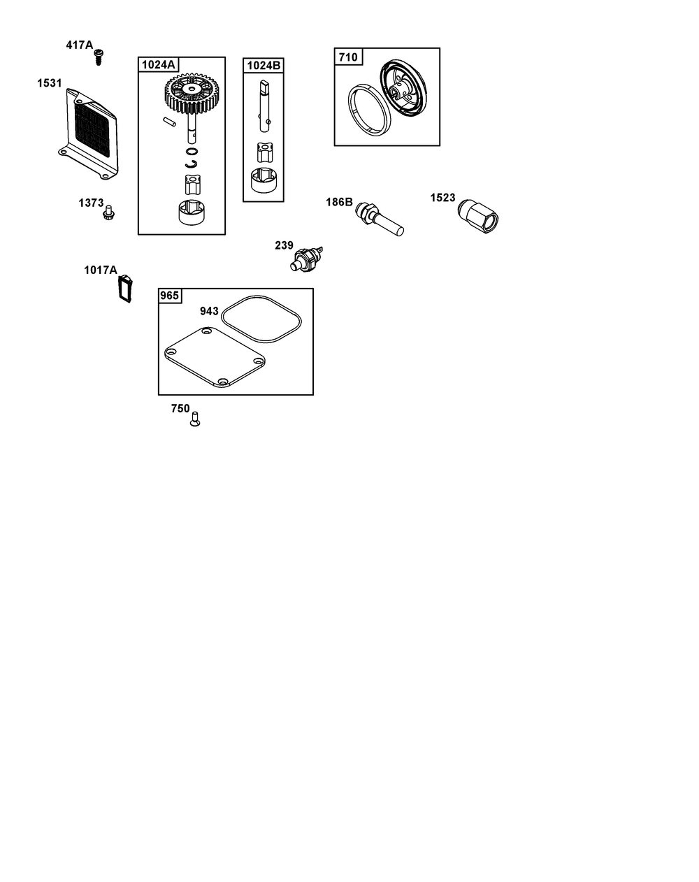 Lubrication Group Diagram and Parts List for 543777-0012-J1 400000 - 699999 Briggs and Stratton Engine